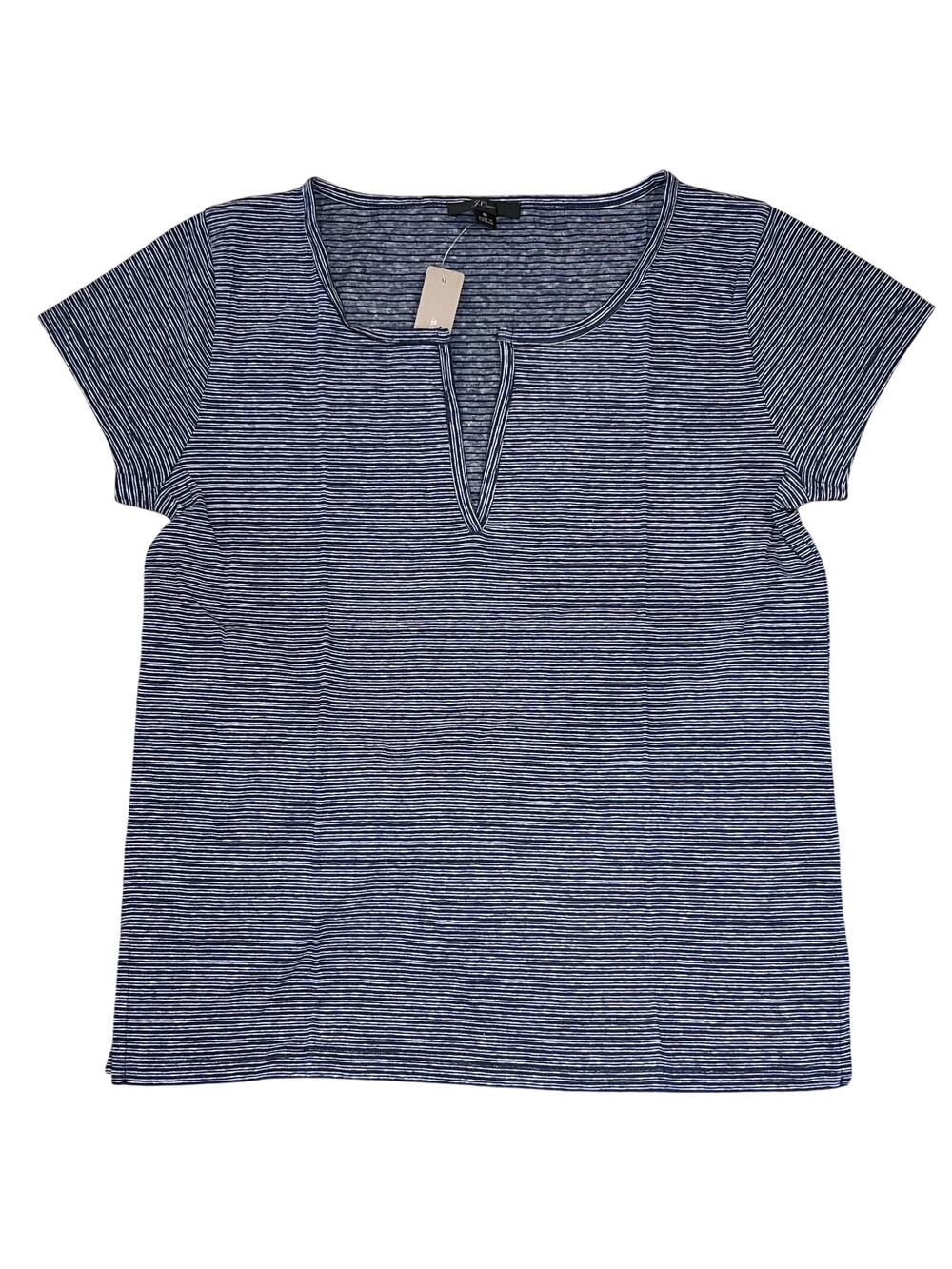 NWT J. Crew Split Neck Navy Stripe Split Neck Tee - SIZE SMALL